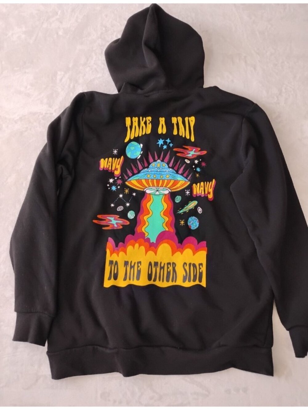 Y2K Riot Empire Hoodie Embroidered Psychedelic UFOs Skater Streetwear 2XL Pocket